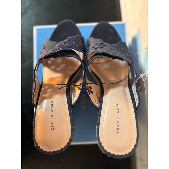 Draper James Emily Heeled Sandal Navy NIB NEW - Picture 3 of 7